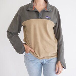 Patagonia Synchilla Snap-T Fleece Pullover Two-Tone Tan Gray Gorpcore Sweater S